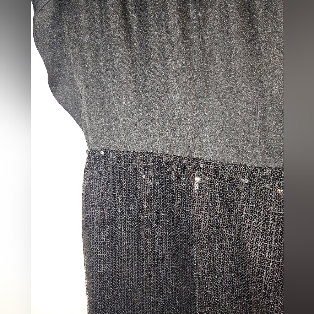 Black Sequin Mini Cocktail Dress with Dolman Sleeves - Picture 7 of 11